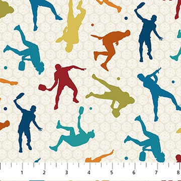 Pickleball Players Cream Denise Terry Design Studio Northcott Cotton Fabric NC-27538-11