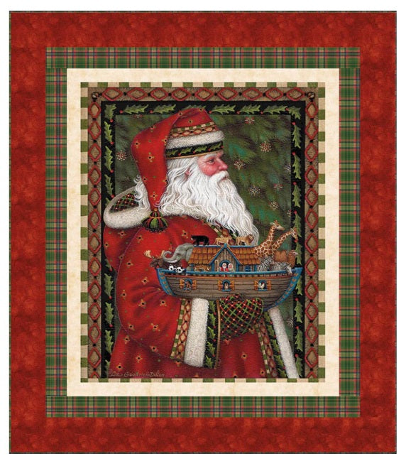 Picture A Christmas II Santa holding Noah Ark Panel Quilt Kit 55.5"x63.5" Riley Blake Cotton Fabric RB-KT-17980-PANEL