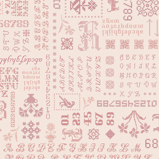 Piece & Plenty Cross Stitch Sampler Red Lori Holt Riley Blake Designs Cotton Fabric