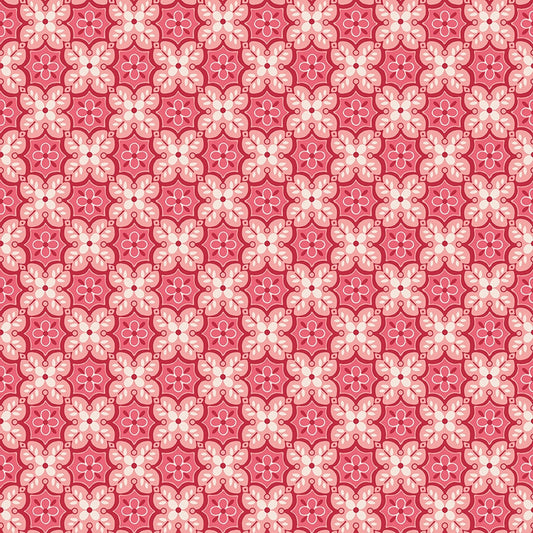 Piece & Plenty Garden Tiled Floral Medallion Tea Rose Pink Lori Holt Riley Blake Designs Cotton Fabric