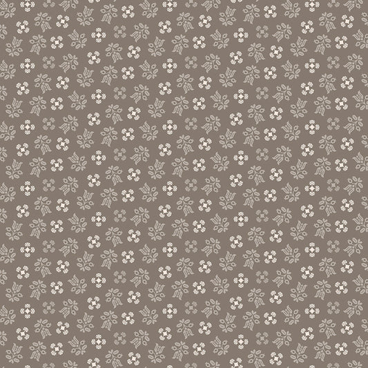 Piece & Plenty Gentle Tossed Tulip Geometric Leaf Pebble Gray Lori Holt Riley Blake Designs Cotton Fabric