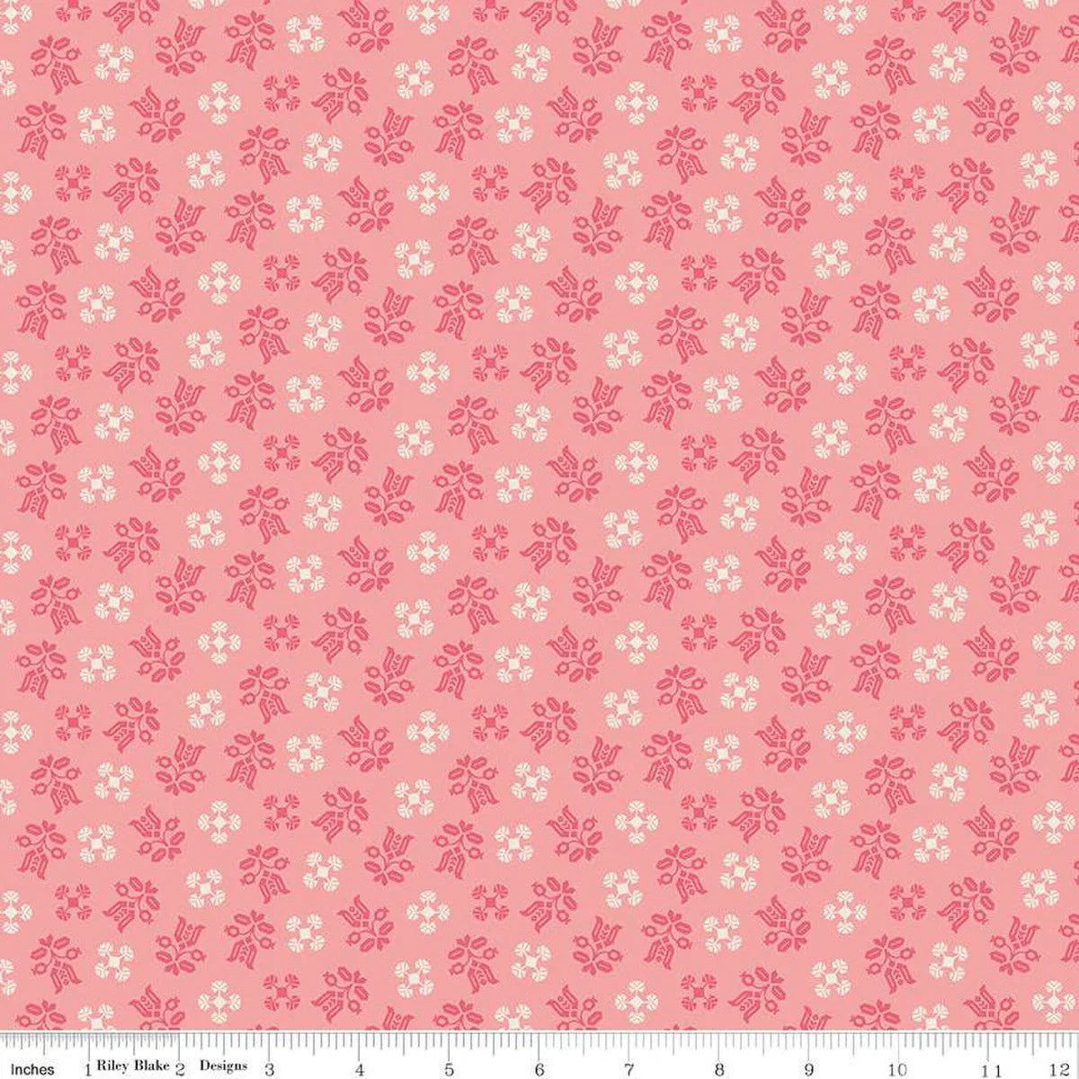 Piece & Plenty Gentle Tossed Tulip Geometric Leaf Tea Rose Pink Lori Holt Riley Blake Designs Cotton Fabric