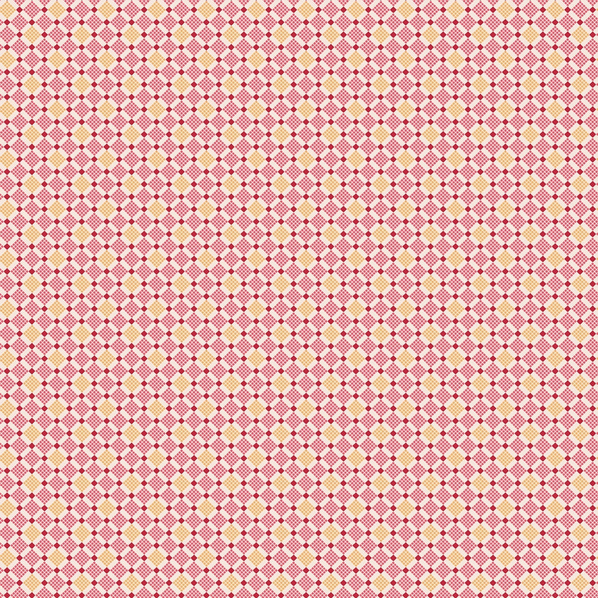 Piece & Plenty Plaid Geometric Lattice Berry Red Lori Holt Riley Blake Designs Cotton Fabric
