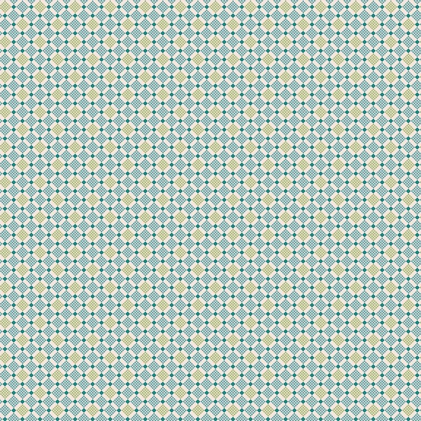 Piece & Plenty Plaid Geometric Lattice Lagoon Green Lori Holt Riley Blake Designs Cotton Fabric