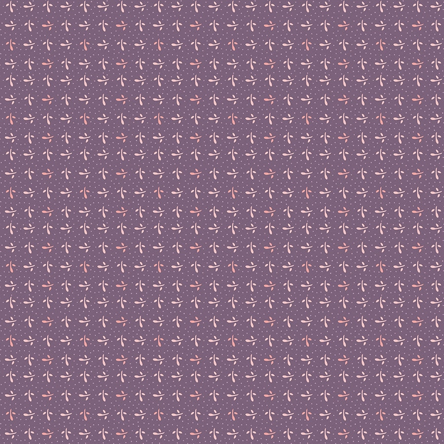 Piece & Plenty Sprout Leaves Pin Dots Plum Purple Lori Holt Riley Blake Designs Cotton Fabric