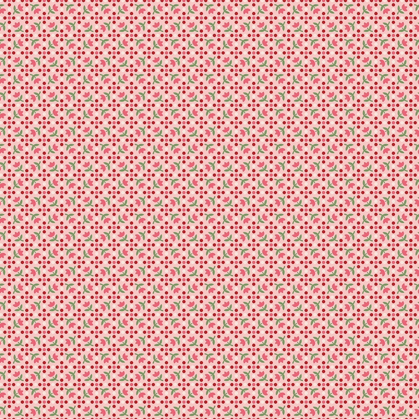 Piece & Plenty Tulips Dots Coral Pink Lori Holt Riley Blake Designs Cotton Fabric