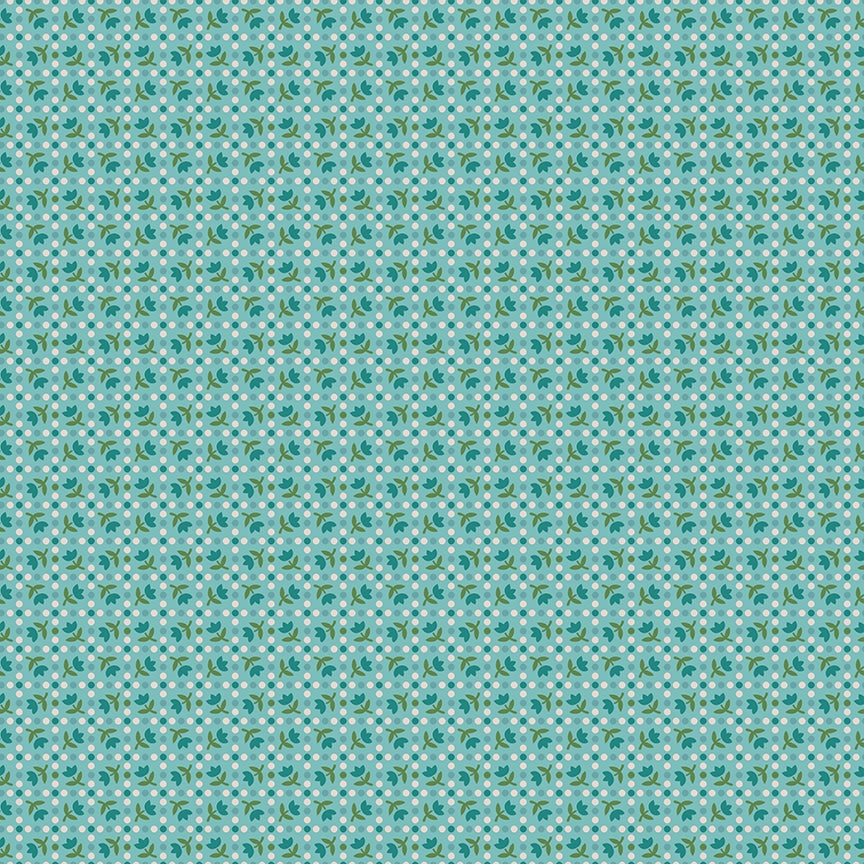 Piece & Plenty Tulips Dots Raindrop Green Lori Holt Riley Blake Designs Cotton Fabric