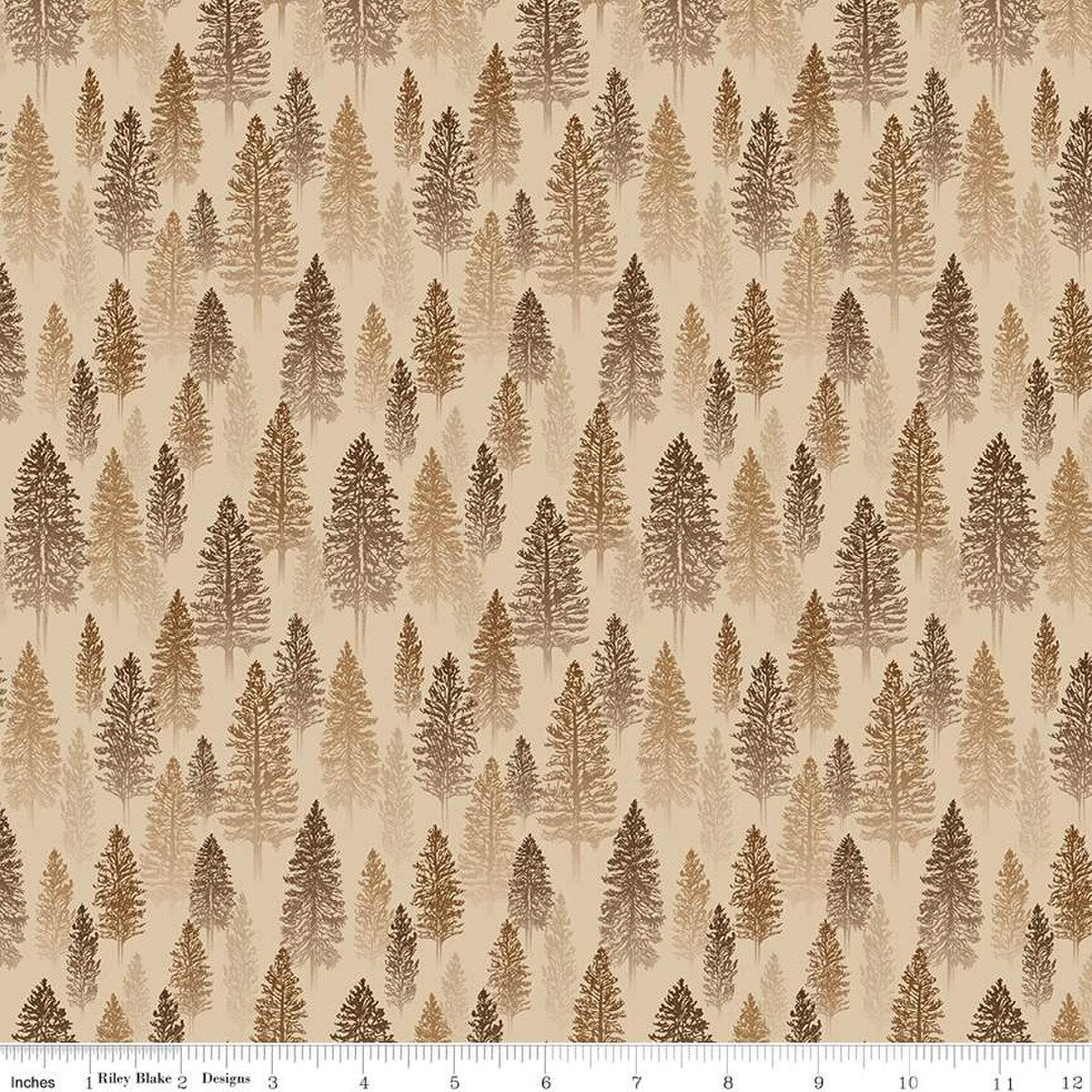 Pine Grove Trees Putty Beige Riley Blake Designs Cotton Fabric RB-C15932-PUTTY
