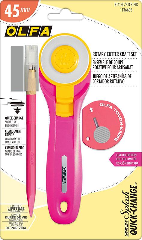 TINK☆TIFFA① Pink 45mm Rotary Cutter Craft Set 3 pcs Rotary Cutter Knife and