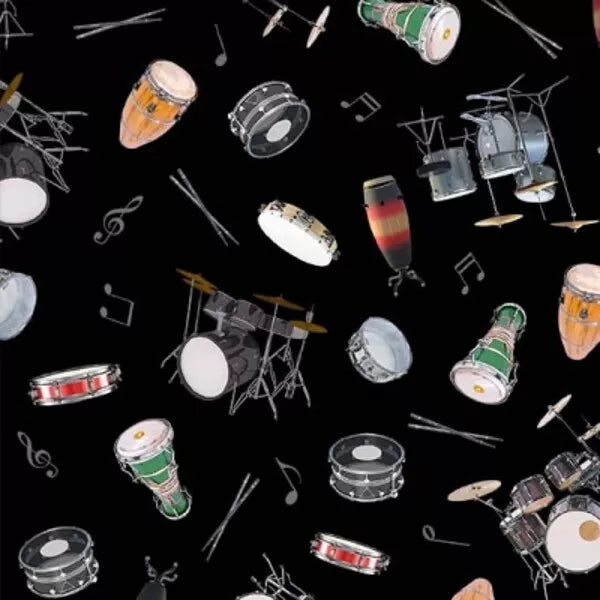 Pitch Perfect Rhythm Section Black Michael Miller Cotton Fabric MM-DCX10476-BLAC-D