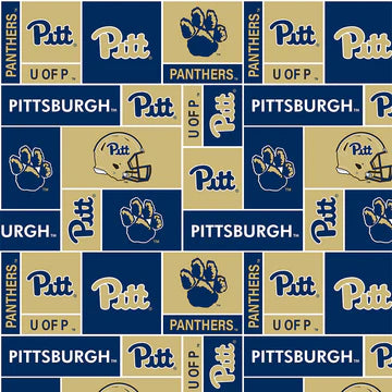 Pittsburgh Panthers NCAA College Box 58" FLEECE Fabric PITT-012