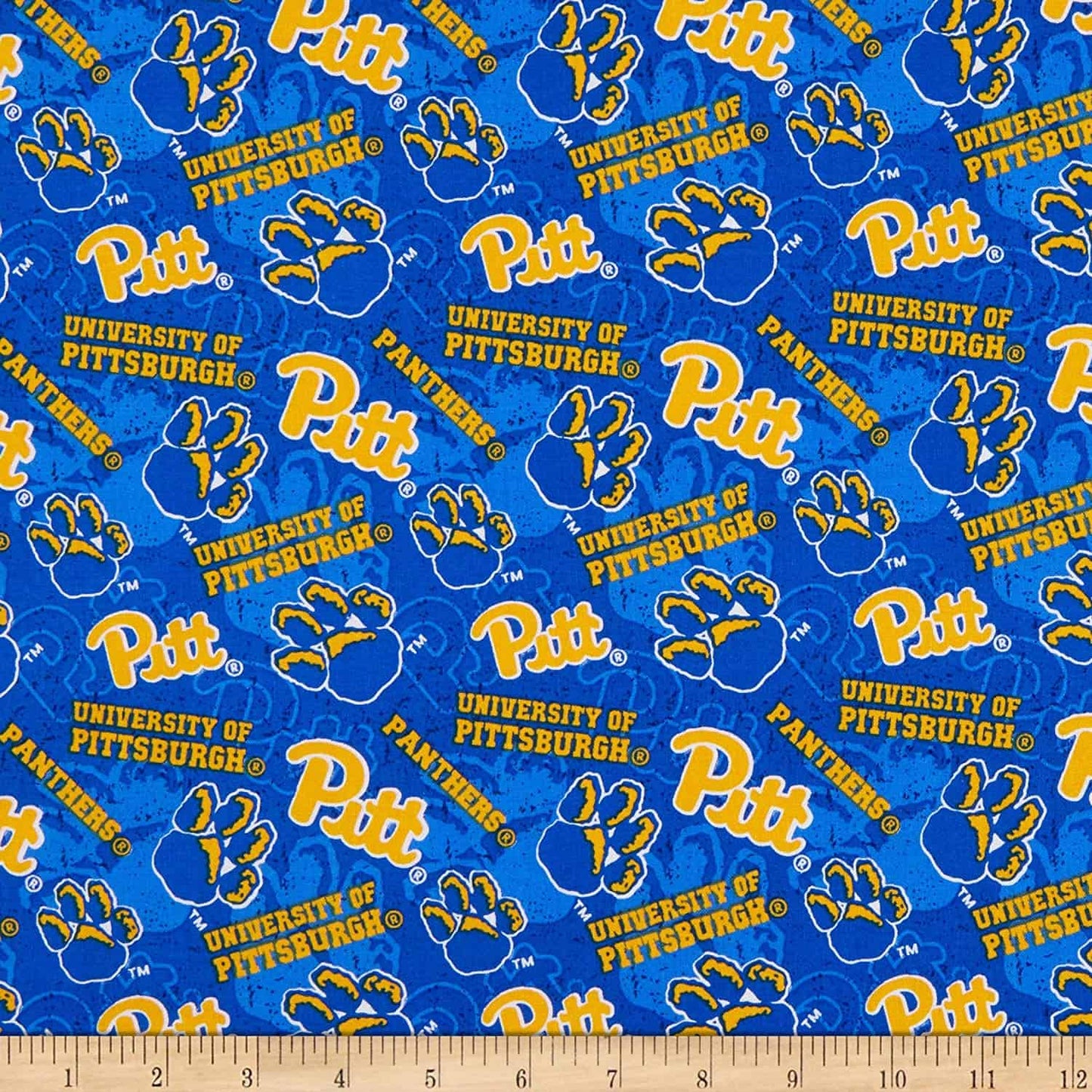 Pittsburgh Panthers NCAA College Tone on Tone Cotton Fabric PITT-1178
