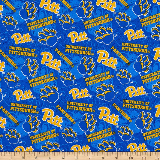 Pittsburgh Panthers NCAA College Tone on Tone Cotton Fabric PITT-1178