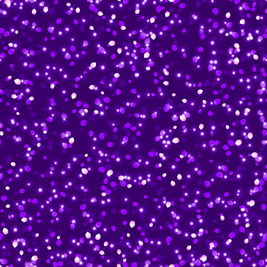 Pixies Petals Tossed Petals Dark Purple Glow Salt Meadow Studios Henry Glass Cotton Fabric HG-192G-50-DkPurple