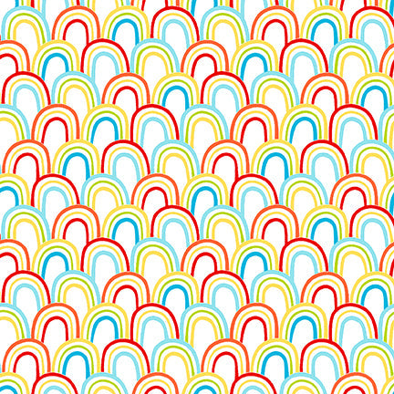 Play All Day Overlapping Rainbows Multi Diane Eichler Studio E Cotton Fabric
