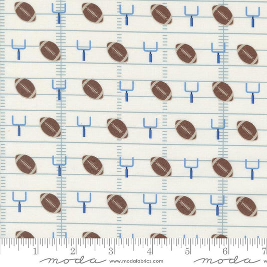 Play Ball Gridiron Football Goal Post Field Chalk Natural Moda Cotton Fabric MD-33812-11