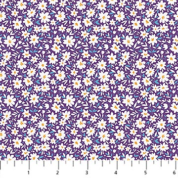 Pocket Posies Daisies Purple FIGO Studios Northcott Cotton Fabric NC-91197-84