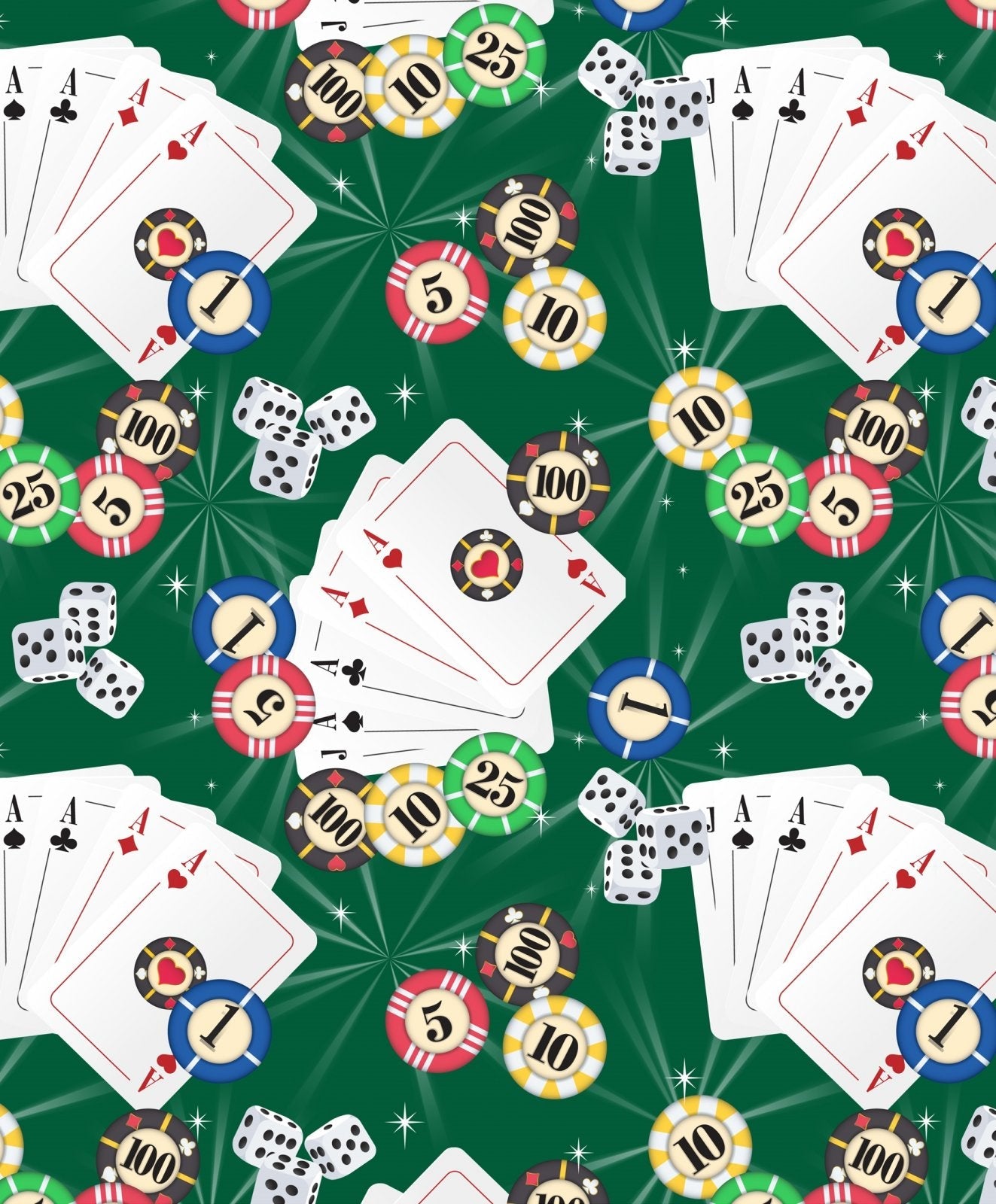 Poker Game Allover Green David Textiles Cotton Fabric DT-DX-2529-0C-1