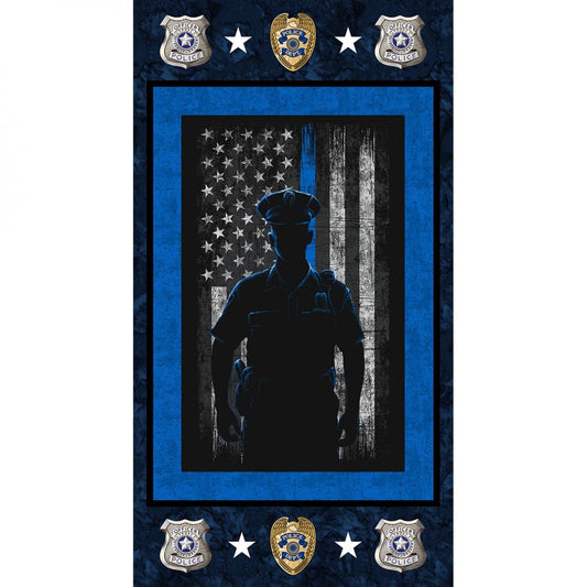 Police Serve and Protect 24" Panel Print Concepts Cotton Fabric 1195-P