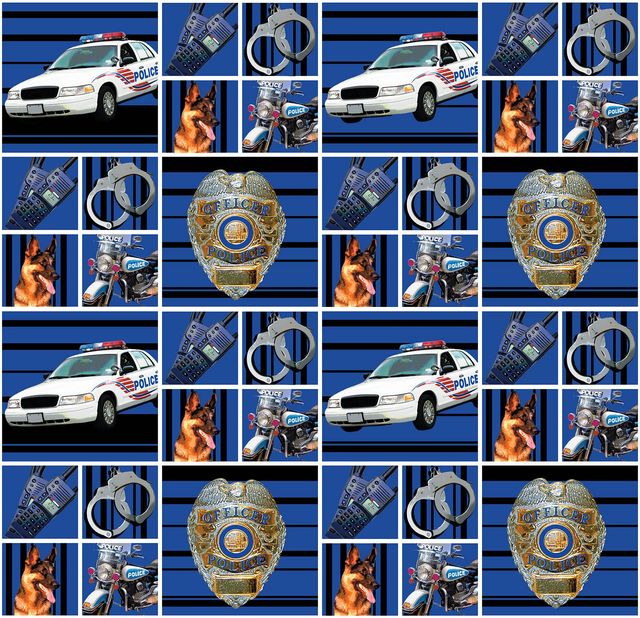 Police Serve Protect Honor Price Courage Sykel Cotton Fabric