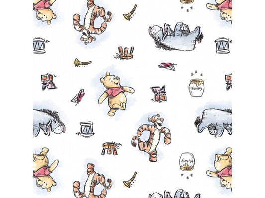 Disney Pooh and Friends Classic Pooh White Springs Creative Cotton Fabric