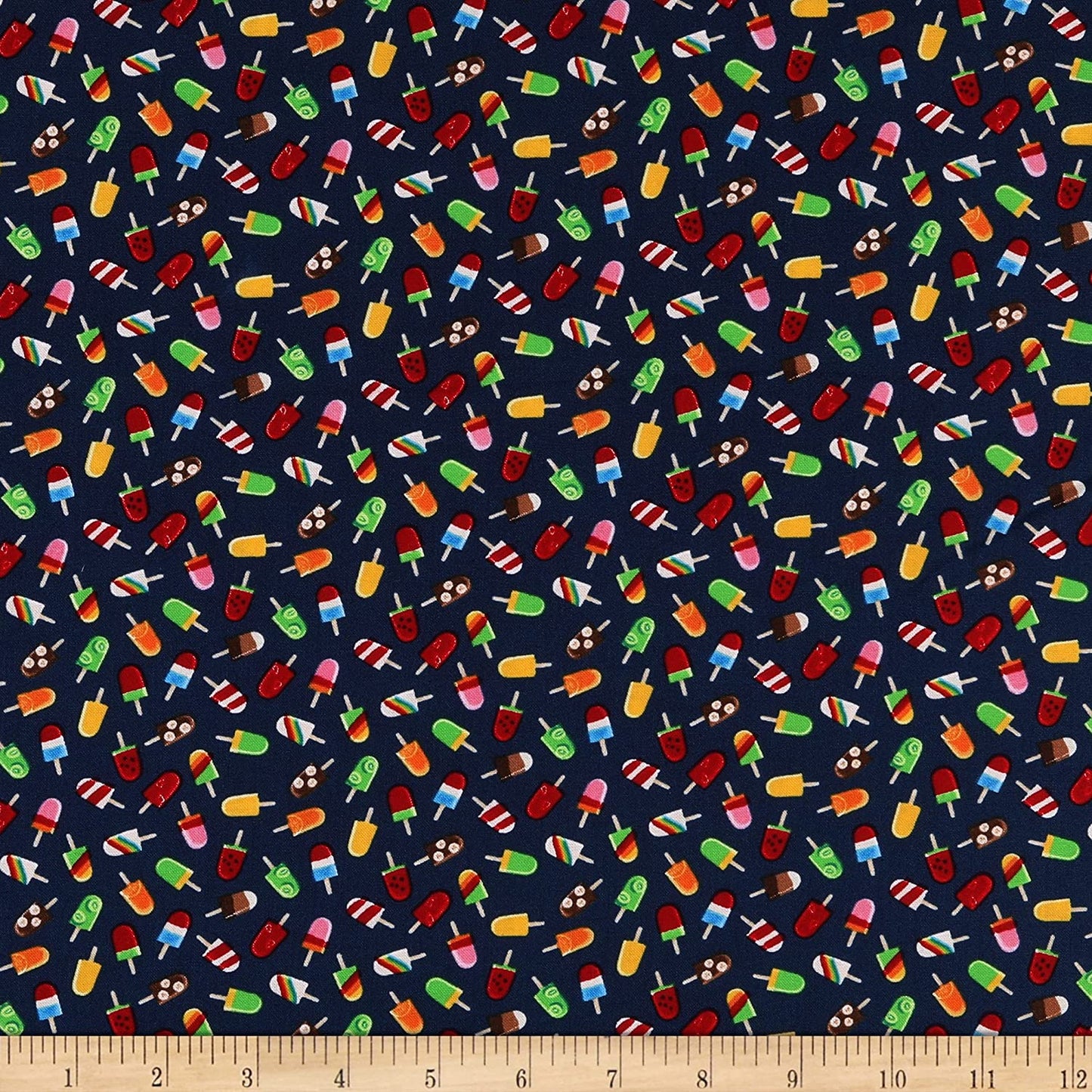 Summer Sports Popsicles Ice Cream Navy George McCartney Timeless Treasures Cotton Fabric