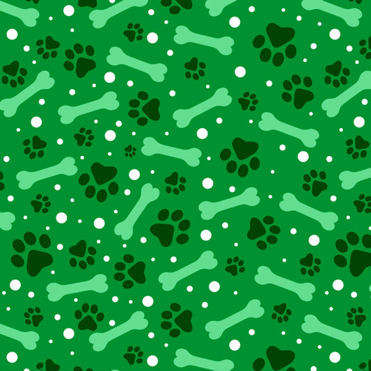 Potpourri of Novelty Paws and Bones Green David Textiles Cotton Fabric DT-DX-4363-4C-8