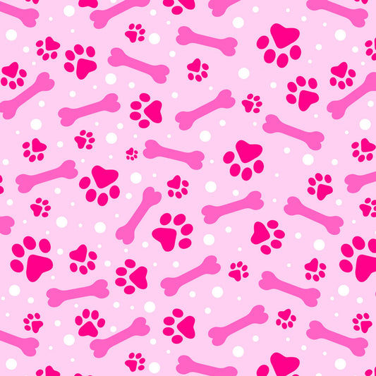Potpourri of Novelty Paws and Bones Pink David Textiles Cotton Fabric DT-DX-4363-4C-10