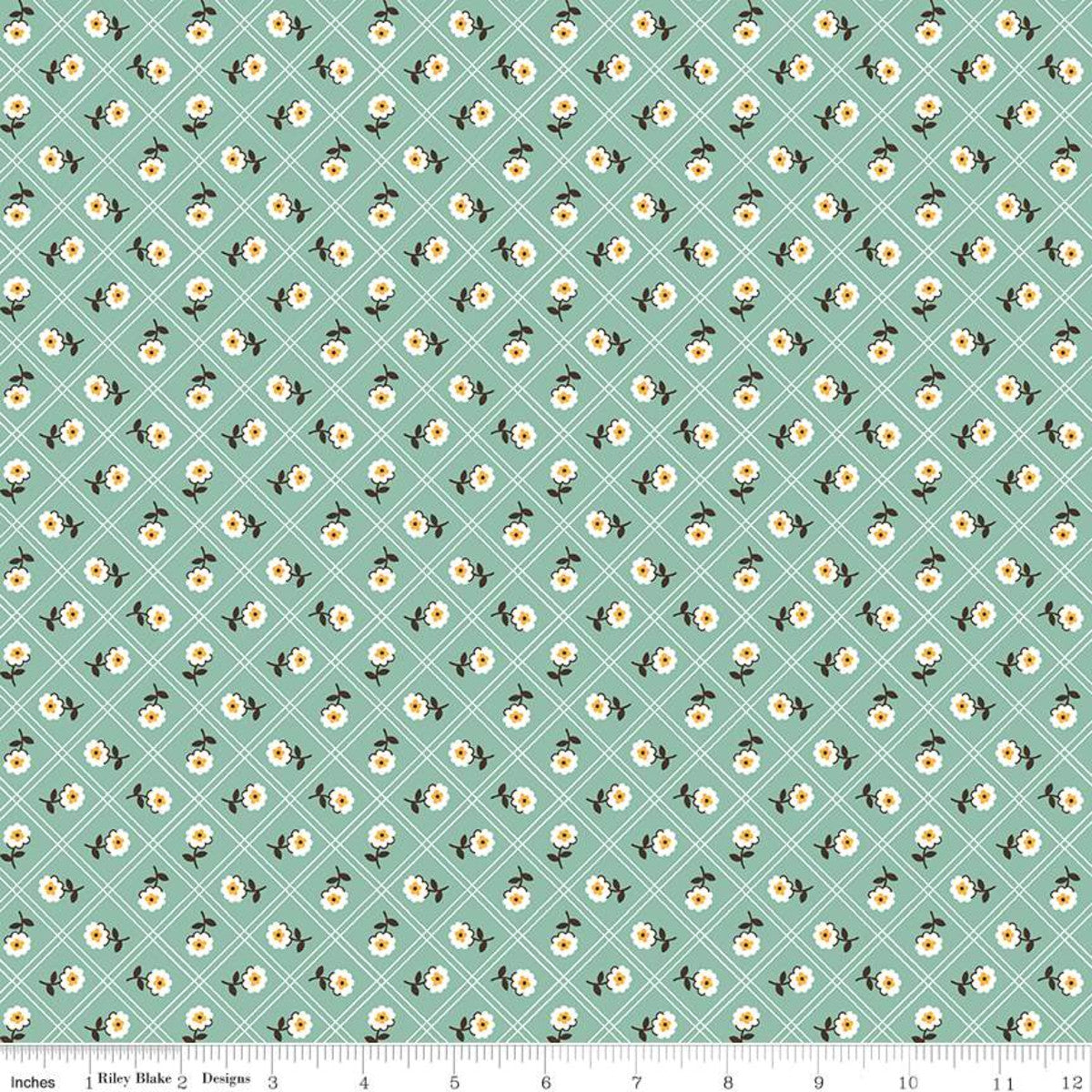 Prairie Rose Heirloom Sea Glass Lori Holt Riley Blake Designs Cotton Fabric RB-C12303-SEAGLASS