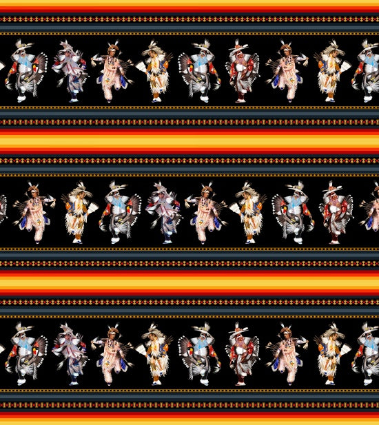 Pride Stripe Southwest Native Black Daniel Ramirez Elizabeth's Studio Cotton Fabric ES-32003-Black