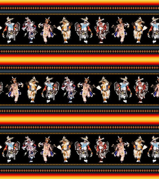 Pride Stripe Southwest Native Black Daniel Ramirez Elizabeth's Studio Cotton Fabric ES-32003-Black