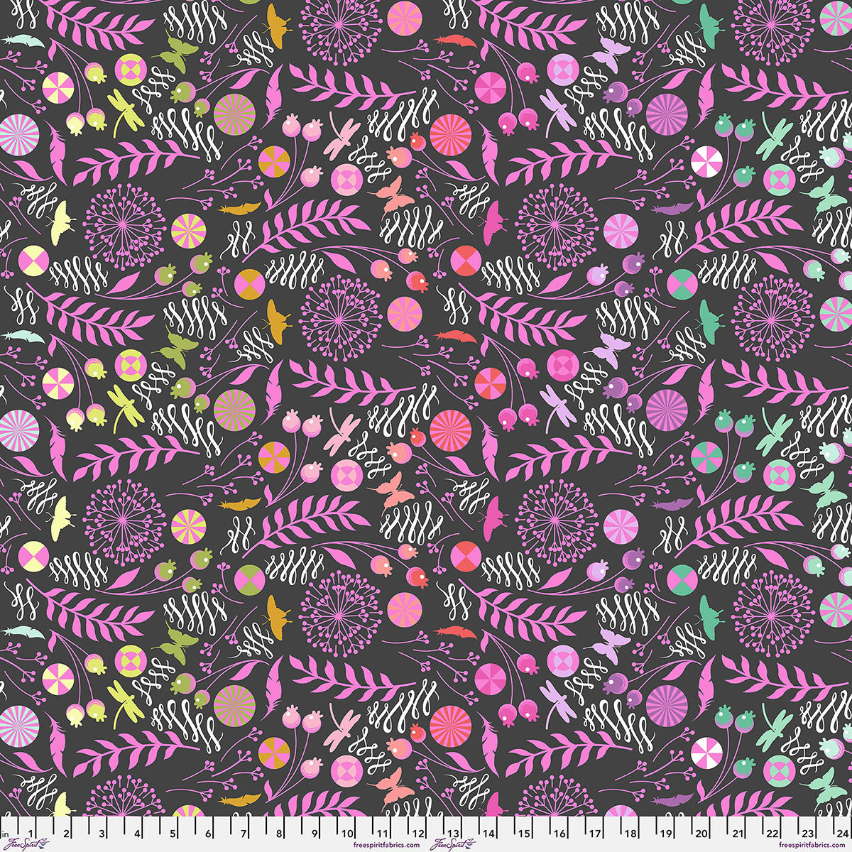 Prince Charming Deja Vu MINKY Dandelion Licorice Purple Tula Pink Free Spirit MINKY Polyester Fabric FS-MKTP014.LICORICE