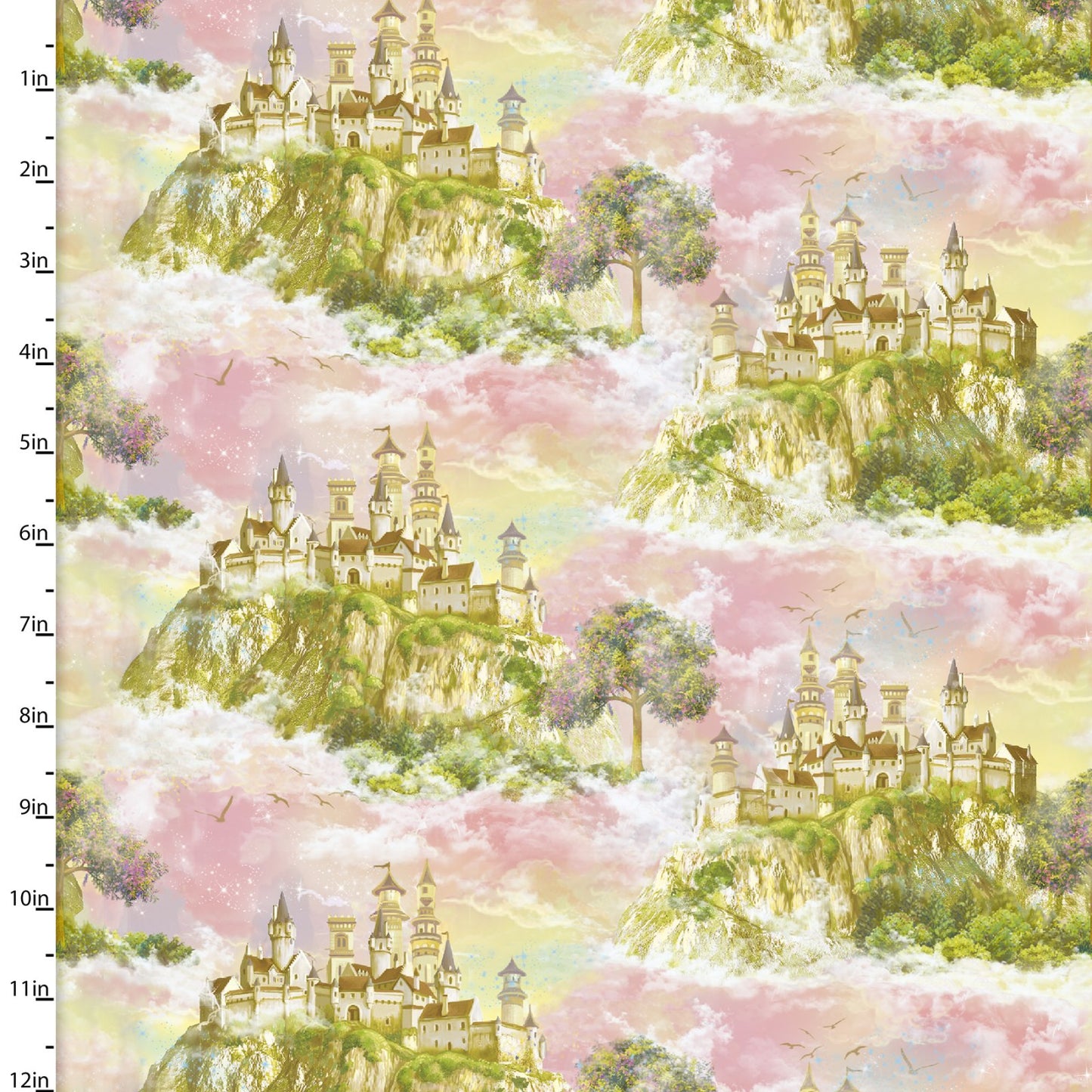 Princess Dreams Castle the Sky Pink Image World 3 Wishes Fabrics Cotton Fabric
