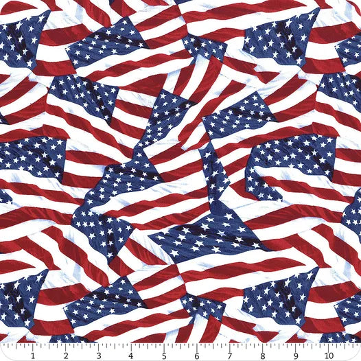 Proud to be an American USA Flags Red White Blue Timeless Treasures Cotton Fabric TT-C1339-USA