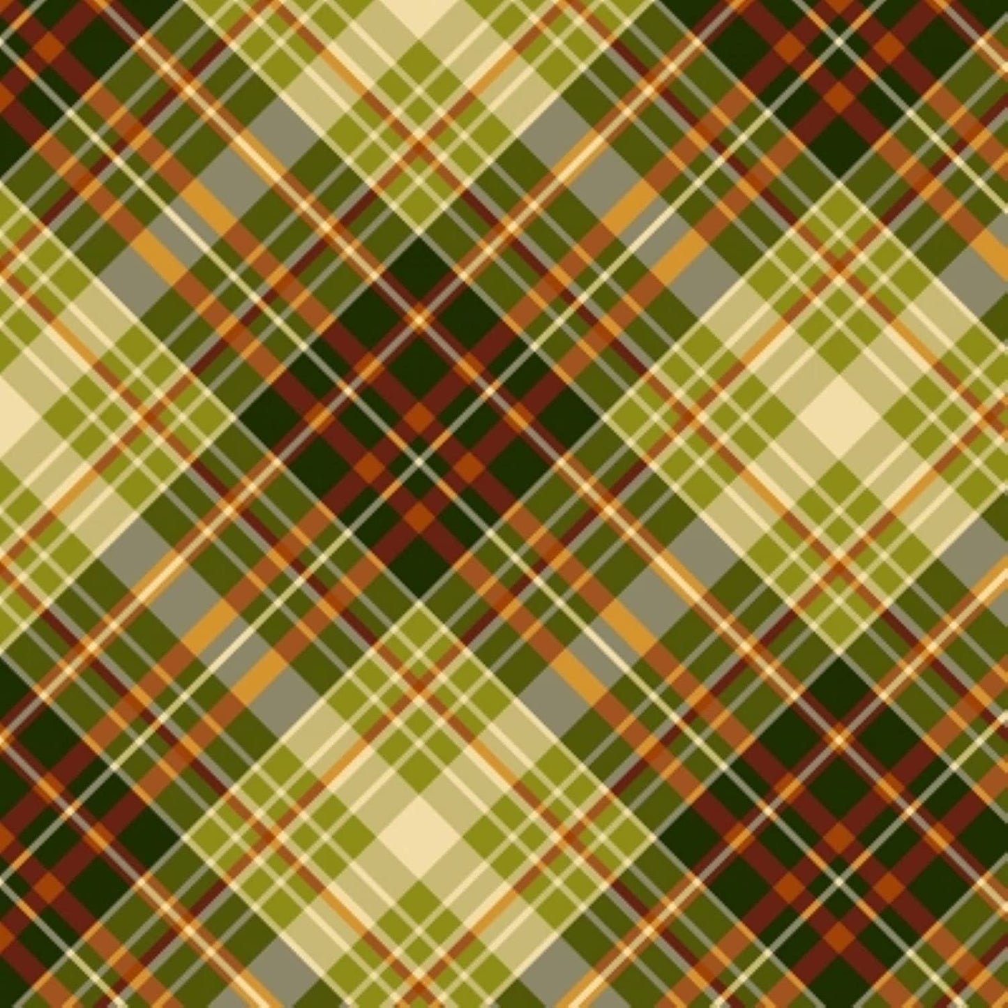 Pumpkin Harvest Plaid Green Color Principle Henry Glass Cotton Fabric