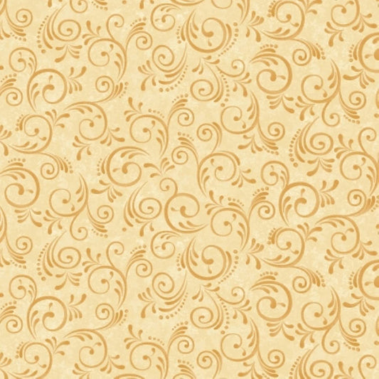 Pumpkin Harvest Swirls Cream Color Principle Henry Glass Cotton Fabric