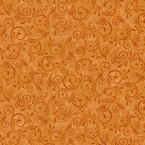 Pumpkin Harvest Swirls Pumpkin Orange Color Principle Henry Glass Cotton Fabric HG-2669-35-Pumpkin