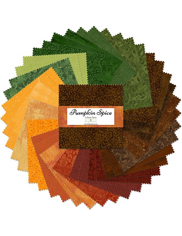 Pumpkin Spice 5" Squares Karat Gems Wilmington Prints Cotton Fabric WP-507-124-507