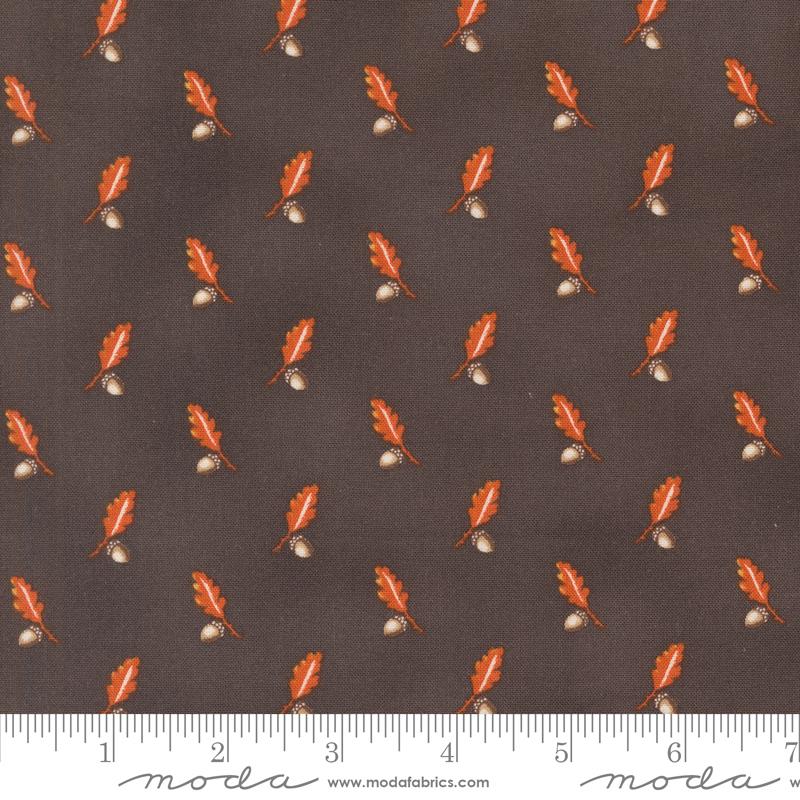 Pumpkin Spice Gatherings Acorn and Oak Tractor Oil Black Primitive Gatherings Moda Cotton Fabric MD-49291-16