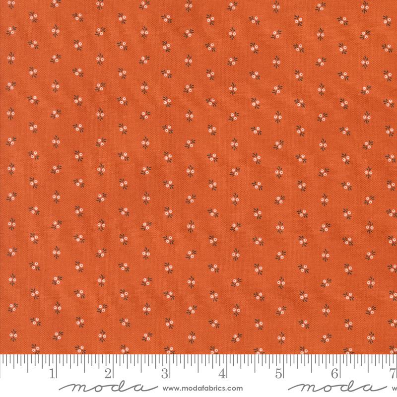 Pumpkin Spice Gatherings Berry Sprig Trumpet Vine Orange Primitive Gatherings Moda Cotton Fabric MD-49295-20