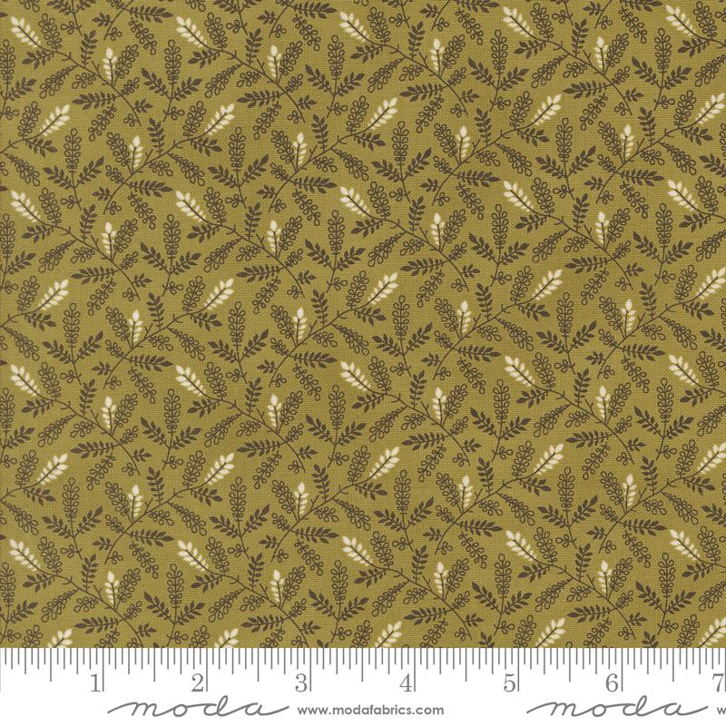 Pumpkin Spice Gatherings Leaf Toss Basil Light Green Primitive Gatherings Moda Cotton Fabric MD-49297-20
