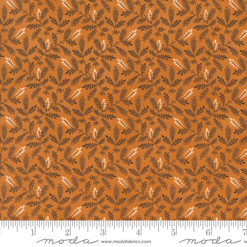 Pumpkin Spice Gatherings Leaf Toss Pumpkin Orange Primitive Gatherings Moda Cotton Fabric MD-49297-18