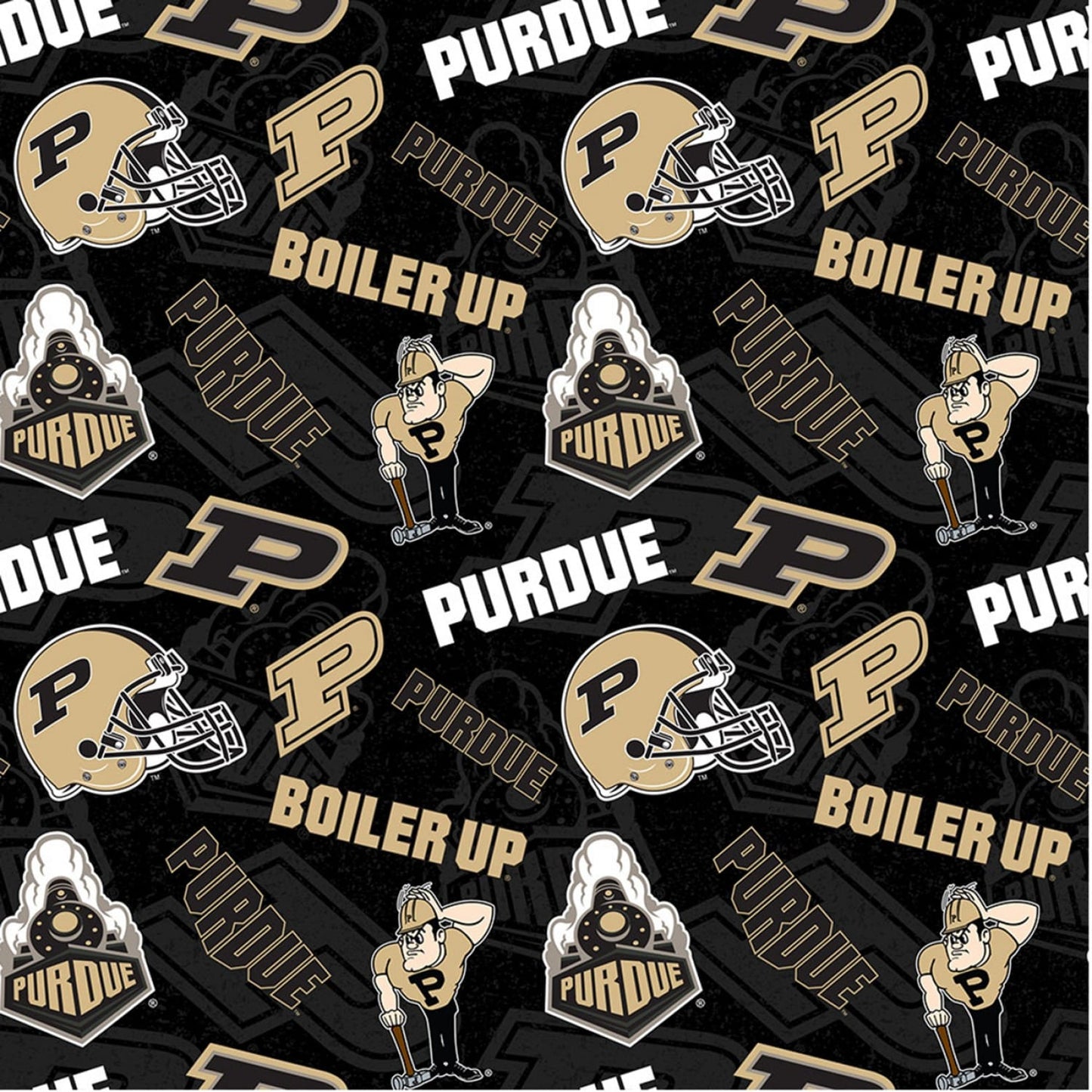 Purdue Boilermakers NCAA College Tone on Tone Cotton Fabric PU-1178