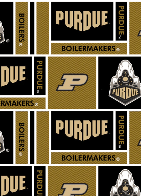 Purdue Boilermakers NCAA College Herringbone Geometric Allover Sykel Enterprises Cotton Fabric PU-097 | US Fabric Shop