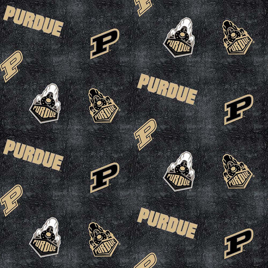 Purdue Boilermakers NCAA College Distressed Logo FLANNEL Cotton Fabric PU-1152