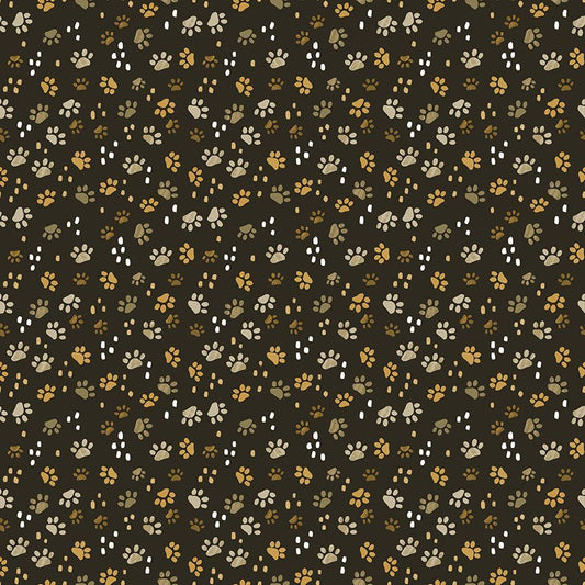 Purrfect Life Cat Paw Prints Brown Olivia Gibbs Timeless Treasures Cotton Fabric