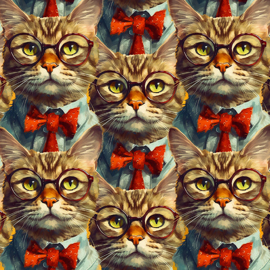 Purrfectly Playful Cat Distinguished Gentleman Multi Ivan Guaderrama 3 Wishes Cotton Fabric 3W-22968-MLT