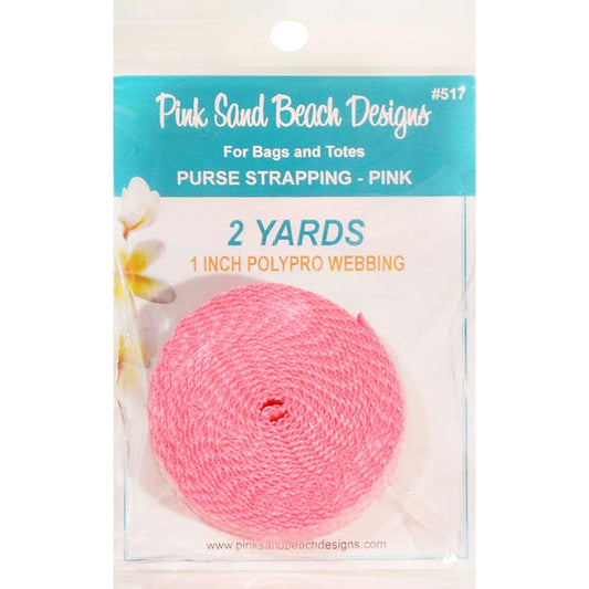 Purse Strapping 1 Inch Polypro Webbing 2yd Pink Pink Sand Beach Designs PSB-517