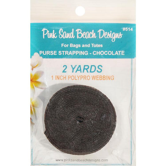 Purse Strapping 1 Inch Polypro Webbing 2yd Chocolate Pink Sand Beach Designs PSB-514