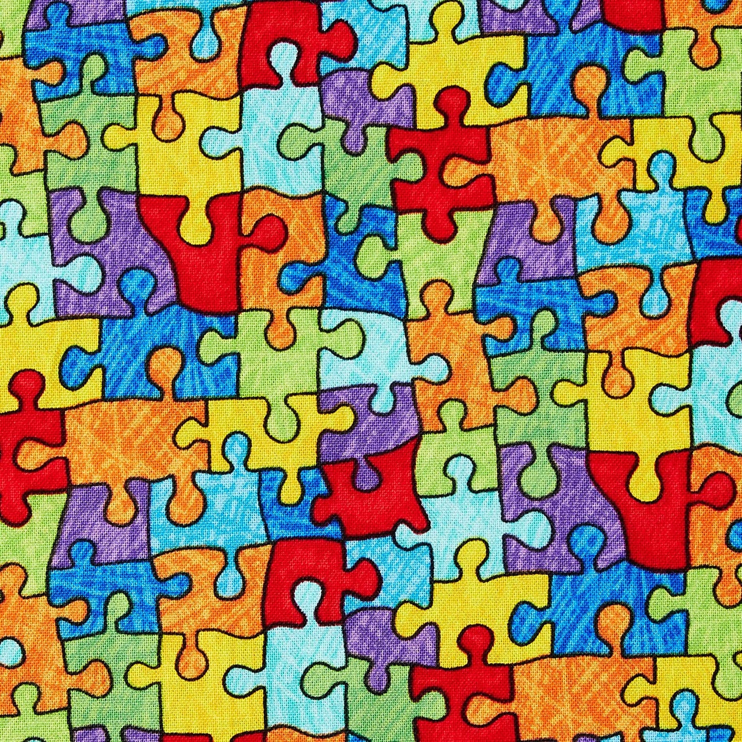 Puzzle Pieces Autism Brite Collection Timeless Treasures Cotton Fabric TT-C6344